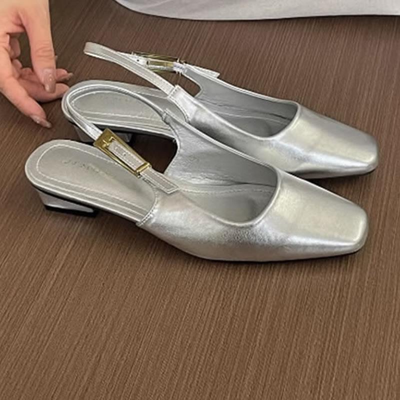 

Женские босоножки на среднем каблуке Элегантная массивная обувь Модные шлепанцы 2025 Новый тренд Туфли Лоферы Летнее платье Сандалии для женщин 39 серебряный