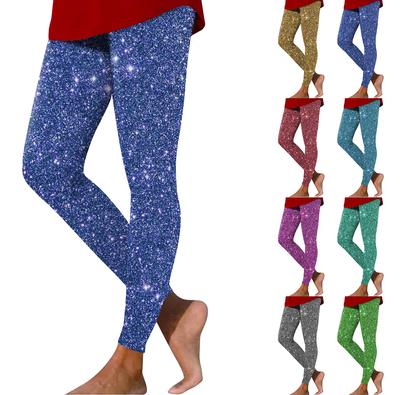 Damen Casual Fashion Outdoor Pailletten Schlanke elastische Yogahose Neun-Minuten-Hose