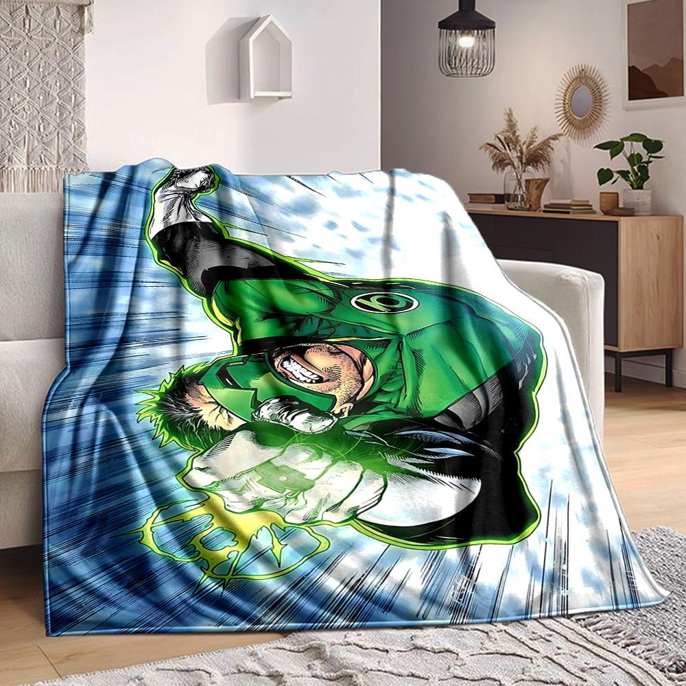 1pc Green Lantern Blanket Polyester Fiber, All Season Comfort for Sofa, Bed, Office, Car, Camping Ideal Home Decor & Gift, Office Comfort