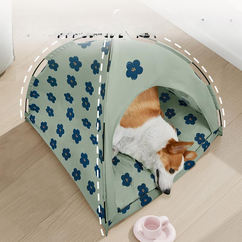 Haustierzelt Hundehütte Vier Jahreszeiten Universell Abnehmbar und Waschbar Corgi Kleiner Hundehütte Hundekäfig Geschlossene Katzenhöhle