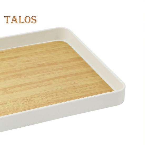 Vassoio per tazza da tè con motivo in legno Moderno rettangolo antiscivolo Resistente PP Multifunzionale per servire frutta Stoviglie Portaoggetti per organizer Rack Cucina