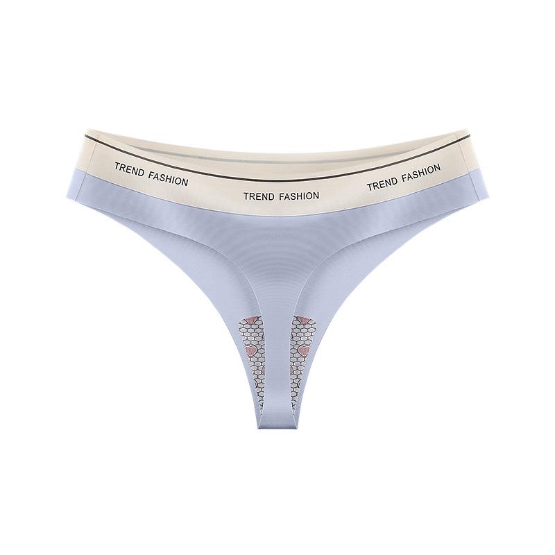 Plus Size Seamless Low-Rise Ice Silk Thong: Sexy, Antibacterial, Cotton Crotch Women's Underwear