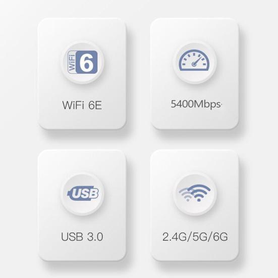 Wireless USB Wi-Fi Adapter Driver Free 6E Network Compact Size Portable Plug-Play Dual