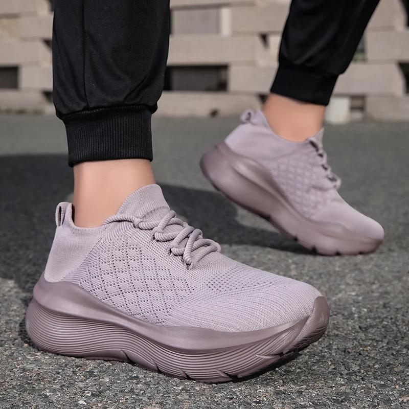 

Fashion Beige Sports Shoes with Thick Curved Soles Men s Women Fashionable Sports Shoes Thick Cushioning Sole Suitable for Running, Gym 35 фиолетовый