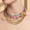 Cross Zircon Necklace Three Layered Choker Necklace For Women Girls Fashion Rainbow Beads Pendant Necklace Jewelry Accessory
