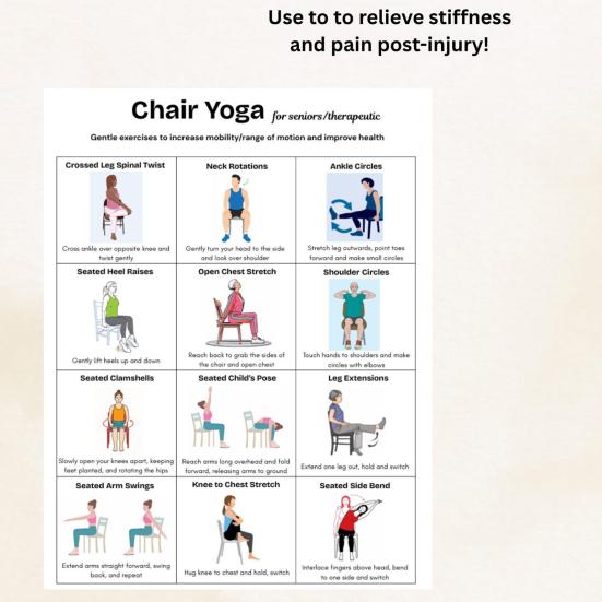 3er Set Stuhl-Yoga-Poster für Senioren, Übungsplan mit geringer Belastung zum Dehnen für ältere Menschen, Anleitung für das morgendliche Training im Sitzen für Flexibilität