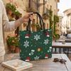 Christmas Printed Canvas Tote Bag Casual Large Capacity Portable Daily Handbag