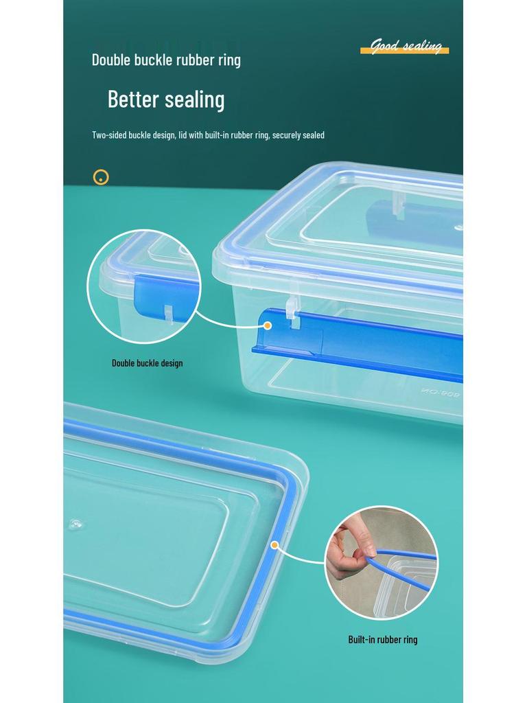 Rectangular Transparent Food-Grade Plastic Storage Box with Lid for Microwave and Refrigerator