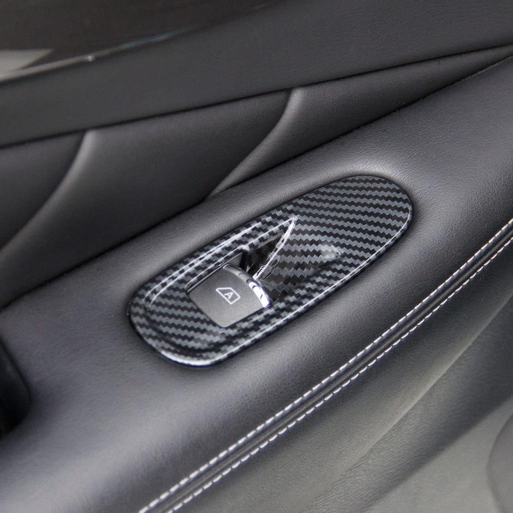 Carbon Fiber Door Window Lift Switch Panel Cover Trim Accessories for Infiniti Q50 2014-2020