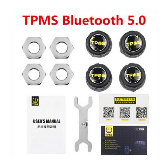 Bluetooth 5.0 TPMS v4.0 Car Tire Pressure Monitor System With 4 Sensors For iOS Android Mobile Phone APP Monitoring Alarm