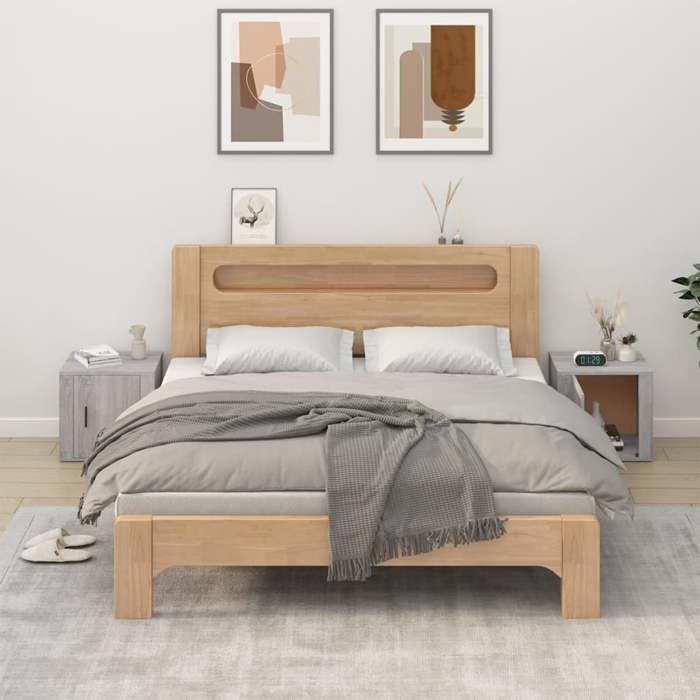Table de chevet - Maison Exclusive - Sonoma gris - Lot de 2 - Bois d'ingénierie 50x39x47 cm