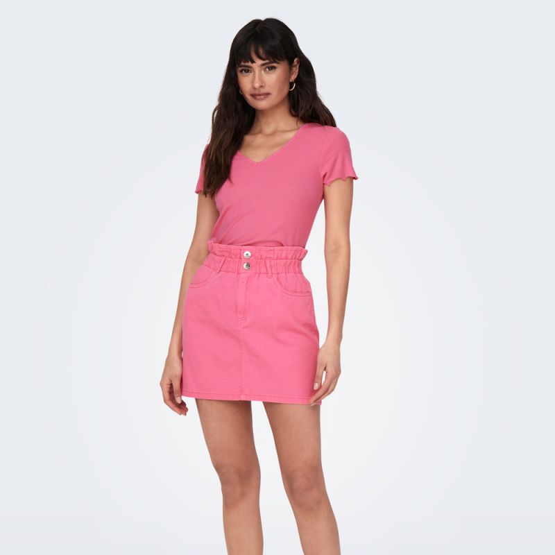 Tee shirt kika crop top col v Femme ONLY