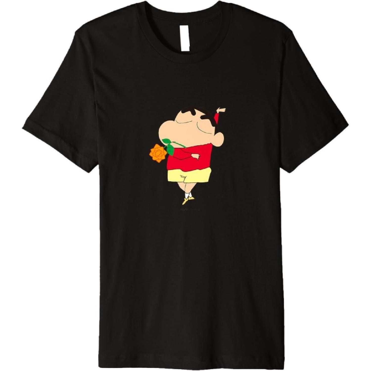 

Crayon Shin-chan Shin-chan with a rose Premium T-Shirt XXXXXL чорний