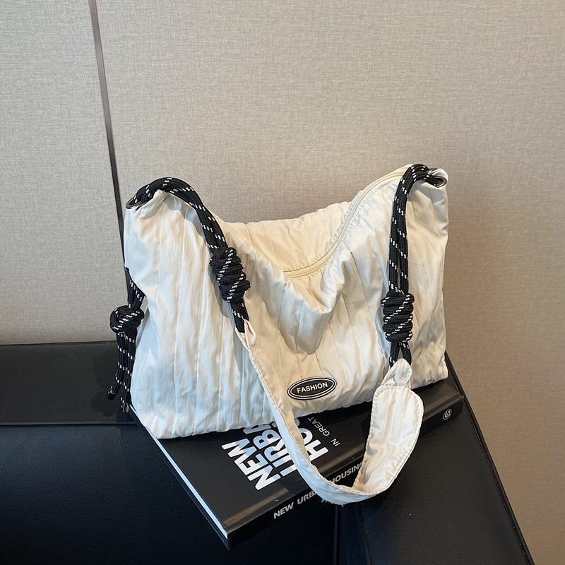 Pleated Bag Women's Large Capacity Tote Bag 2025 Autumn New Fashion Casual Lazy Style Crossbody Bag Relaxation