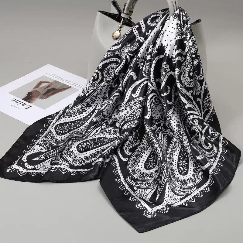 Spring and summer new retro cashew flower versatile decorative large square scarf female imitation silk fashion foreign style bag headscarf belt