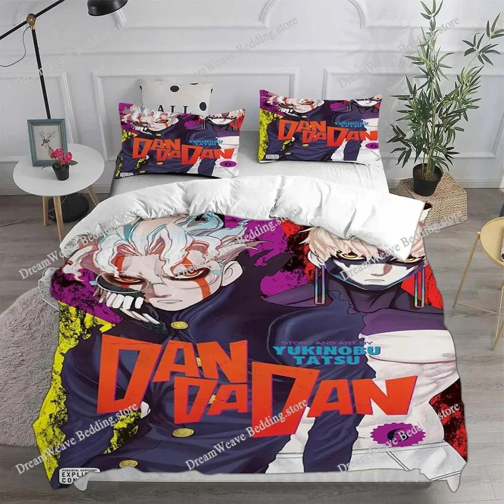 DAN DA DAN Set Biancheria da Letto di Lusso Anime Cartone Animato Giapponese Set Copripiumino Coperta Singola Matrimoniale Dimensioni Stampato Tessile per la Casa