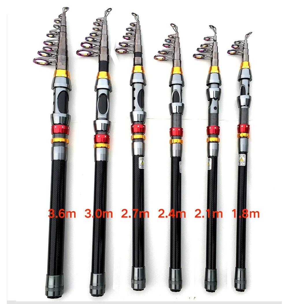 

Удочки Спиннинговые 1,8 м 2,1 м 2,4 м 2,7 м 3,0 м 3,6 м Морские Телескопические Удочки из Углеродного Волокна Дорожные для Карпа Ультралегкие Дорожные Спиннинги для Серфинга 1.8M