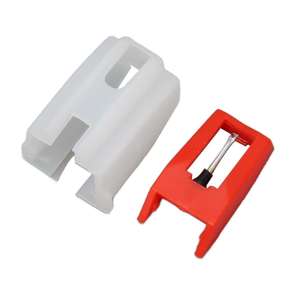 5PCS with White Plastic Case Turntable Replacement Needles Phonograph Stylus for LP Vinyl Record