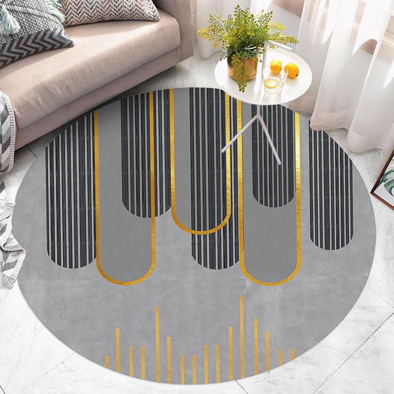 Fashion Round Rug Home Anti-Slip Gold Floor Mat Children's Bedroom Carpet Living Room Carpet