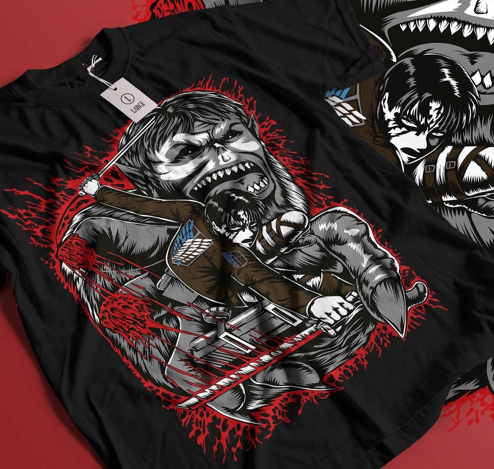

Attack on Titan T-Shirt Mikasa Shingeki No Kyojin Anime Horror shirt Gift 164 L
