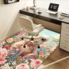 Office Carpet Cute Teddy Bear with Flowers Sofa Rug, Chair Mat Protection