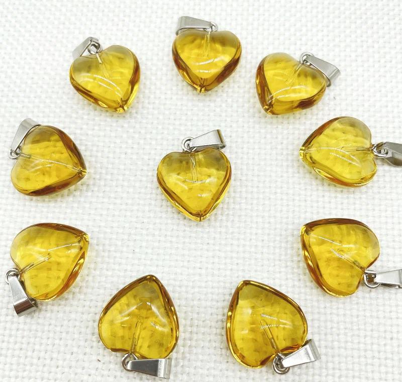 20MM Heart-Shaped Natural Crystal Stone Pendant Necklace DIY Accessory