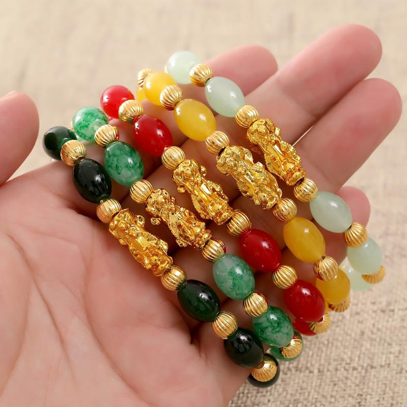 

2PCS Lucky Women Jade Pixiu Браслет 3d PiYao Браслет