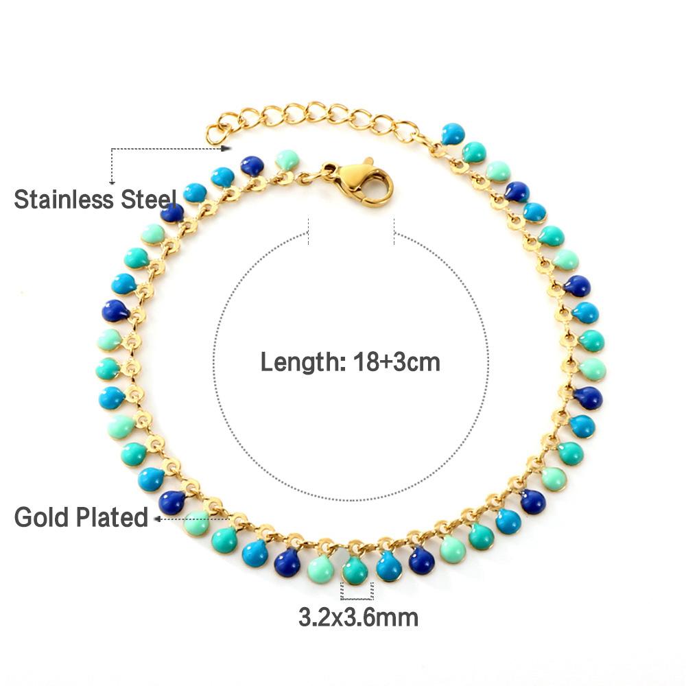 Colorful Cute Enamel Beaded Bracelet Waterproof Delicate Versatile Women's Jewelry Accessory