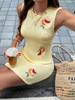 KaiKuo 2026 Spring/Summer Women's European & American Fruit Embroidery Wool Knit Slim Sleeveless Dress