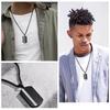 Man Necklace Stainless Steel Jewelry Zircon Inlay Geometric Pendant Black Anti Rust Boyfriend Father Valentine Day Birthday Gift