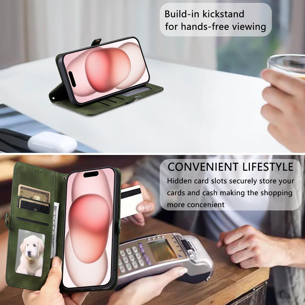 Stil 016 Für iPhone 15 Hülle Hautgefühl Totem Prägung Brieftasche Leder Handyhülle