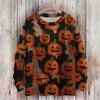 Ladies' Fashionable Casual Long Sleeved Christmas Printed Round Neck Knitted Yarn