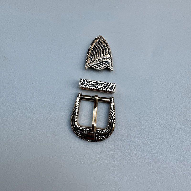 Vintage Belt Buckle Set with 3 Pieces Carved Pin Buckle Fashion Retro Waistband for Jeans Suits Dress Up