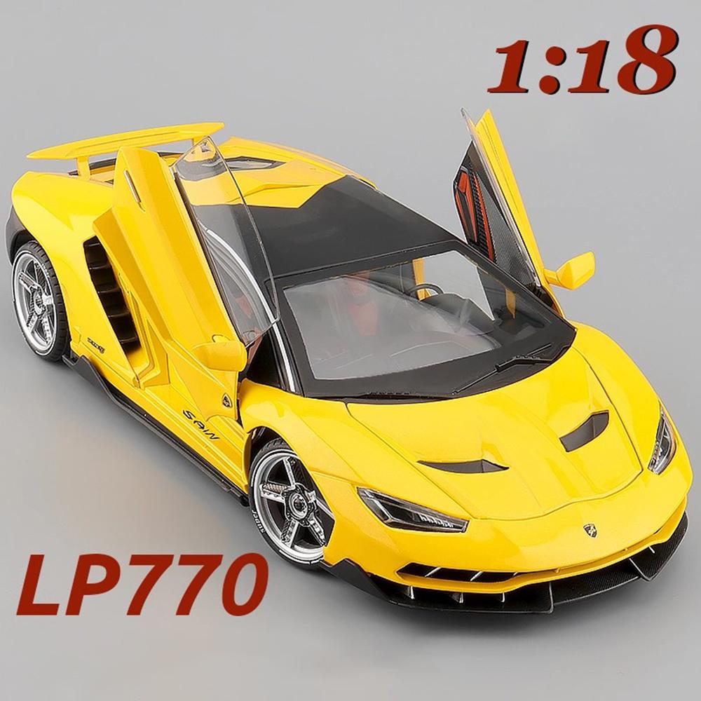 1:18 Scale Lambor LP770 Car Model Toy Metal Die-cast Shock Absorption Vehicles Sound Light Supercar Models Gifts for Children