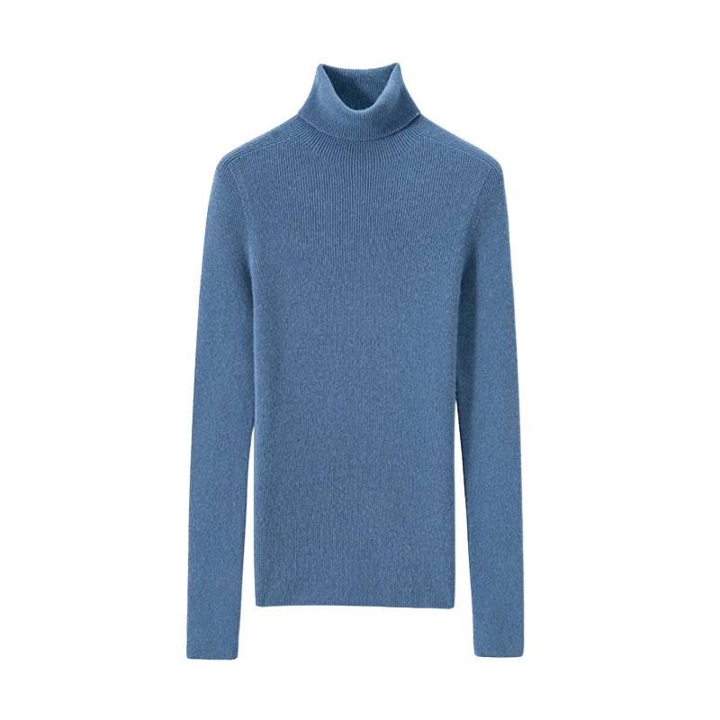 Women's Seamless Ribbed Cashmere Sweater – Slim Fit, High Neck, Figure-Flattering, Lightweight Knit Base Layer