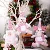 Pink Glitter Christmas Decorations Figurine Design Pendant Style Santa Claus Ornament Ornament Shape Glitter Finish