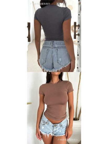 Women's Solid Color Slimming Short-Sleeve T-shirt - YK Style Spring/Summer Collection