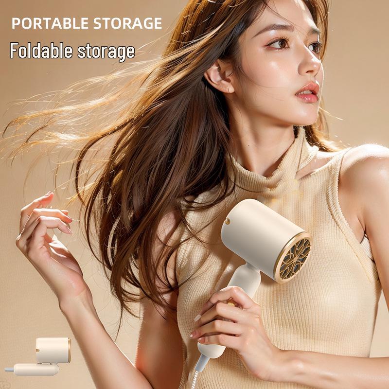 Folding Hair Dryer with Blue Light - Portable, Hot/Cold Settings, Ideal for Home, Salon, Dorm Use