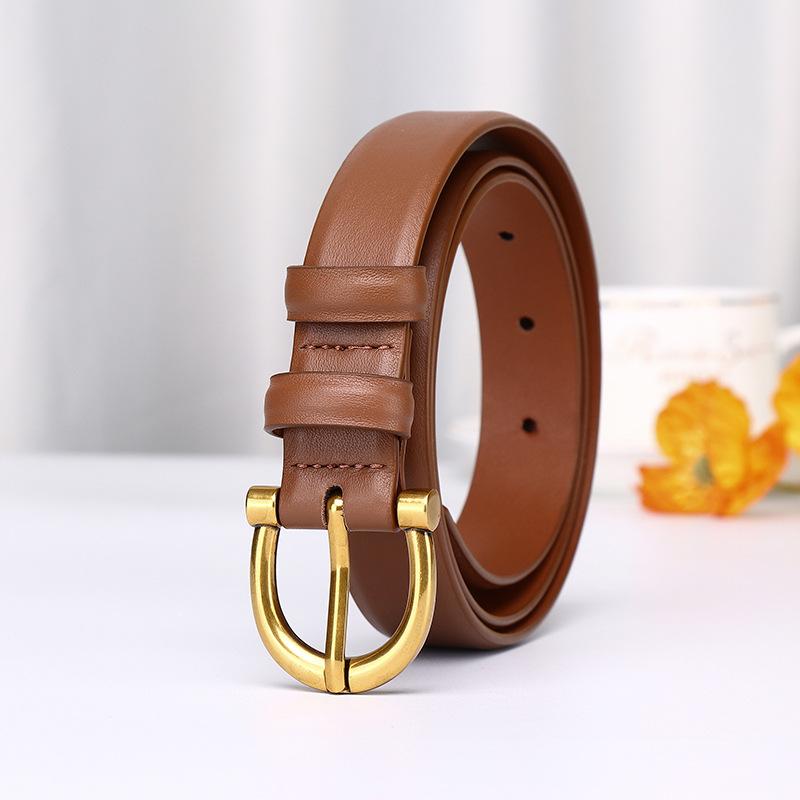 New Minimalist Women'S Belt Leather Fashion Simple Versatile Elegant High Sense First Layer Cowhide Belt Women