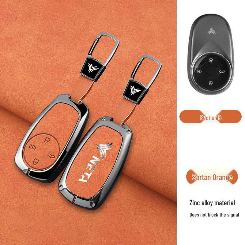 Nezha V Key Case - GT High-End Pro Full Wrap Metal Protective Shell with Buckle for New Energy Vehicles.