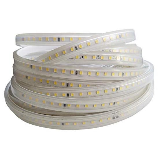 100V Waterproof LED Strip Light, 120 LEDsm, Ambient Lighting, No Wiring Required, Plug and Play (5m, White)