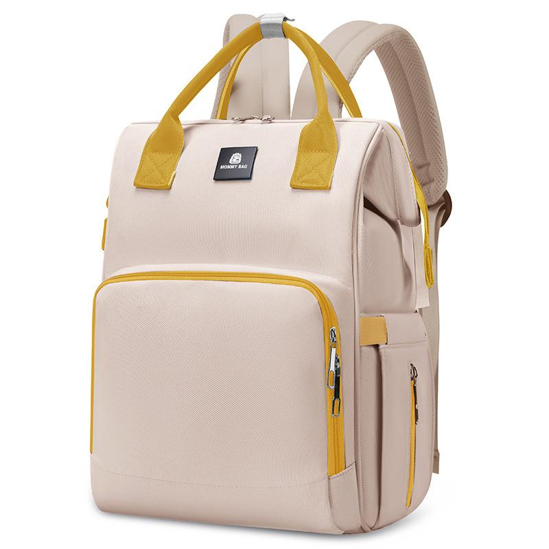 Solid Color Large Capacity Storage Mommy Bag, Lightweight Mother and Baby Backpack Baby Portable Waterproof Travel Diaper Bag for Going Out Handbag