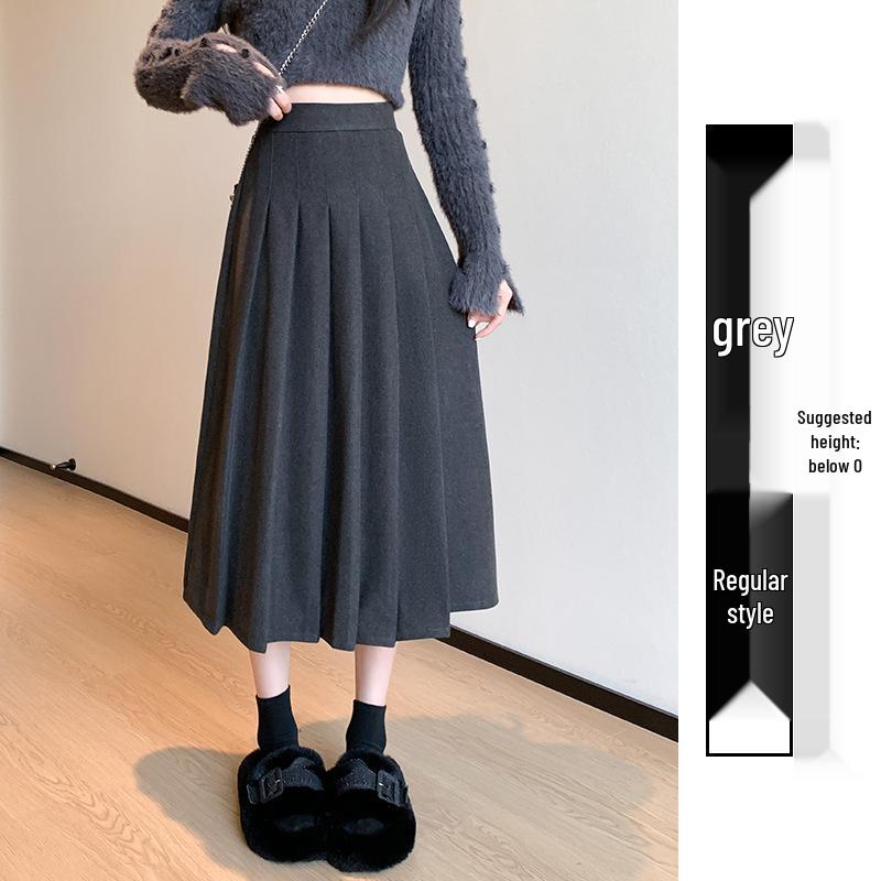 

Женская шерстяная эластичная плиссированная юбка миди с высокой талией - Теплая и стройнящая для осени/зимы XL