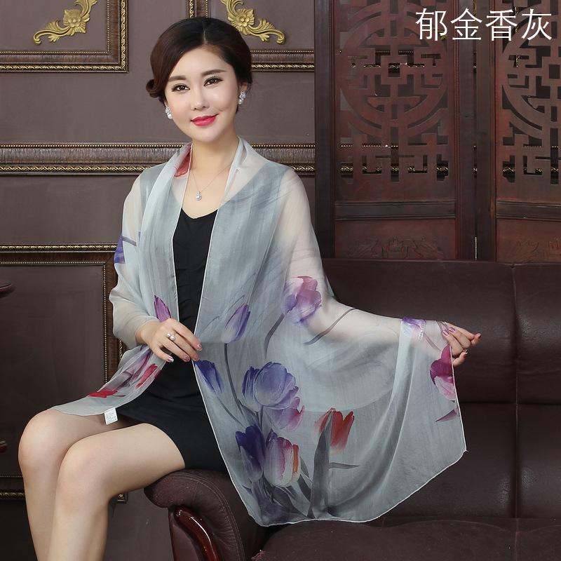 High Quality 100% Silk Scarf Shawl Hijab Wrap Women Female Long Style Spring Summer Beach Cover-Ups