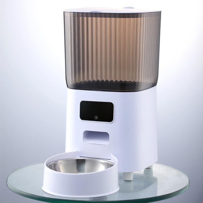 Mangiatoia per Animali Domestici da 5L con Fotocamera Mangiatoia Automatica per Gatti Dispenser Intelligente per Cibo per Cani WiFi Temporizzazione Quantitativa Ciotola di Alimentazione in Acciaio Inossidabile