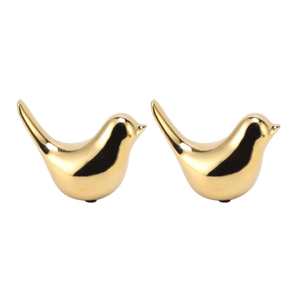 2Pcs Electroplated Ceramic Bird Decoration Nordic Style Modern Abstract Bird Figurine Home Desktop Decoration Gifts