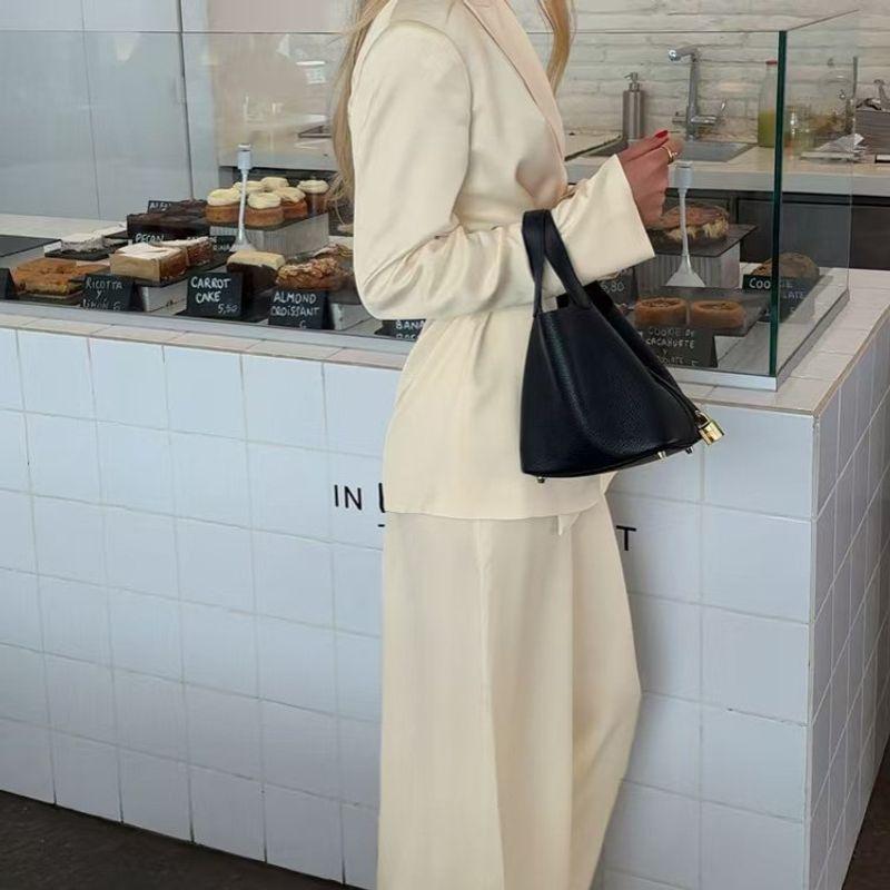 Fashion Style Fashion Satin Strap Suit Outwear Loose Pants Suit V-Neck Top and Pants Set