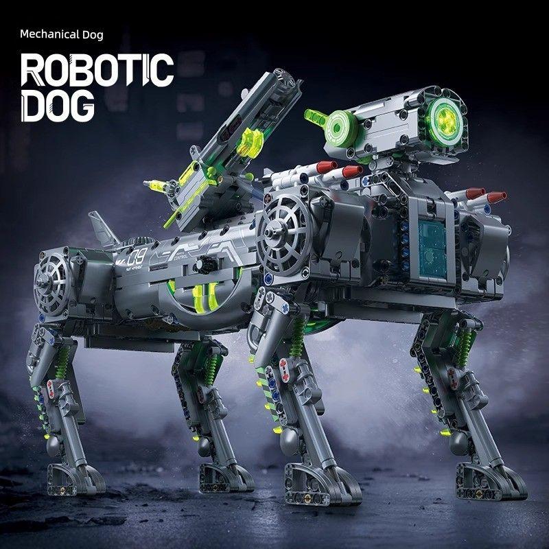 

Black Technology Programming Robot Building Blocks Remote Control Kids Educational Assembled Toys 4-12 Years Old Boys Suitable for Lego Armed robot dog [model version] 1609 particles