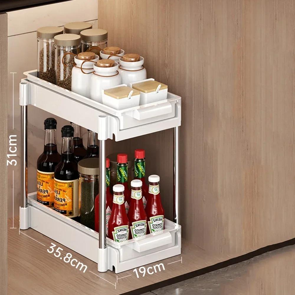 Kitchen Pull-out Dish Rack with Drawer Bowls Dishes Drainer Storage Drying Rack Tableware Holder Under Sink Cabinet Organizer