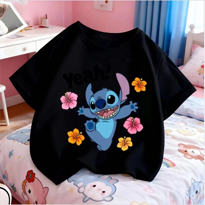 2026 New Stitch Breathable Boys Sports Cute T-shirt Couple Parent-child Clothing Summer Fashion Casual Children's T-shirt